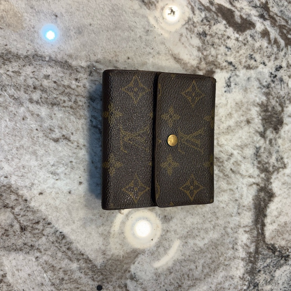 Repainted Louis Vuitton Brown and Gold Monogram compact wallet